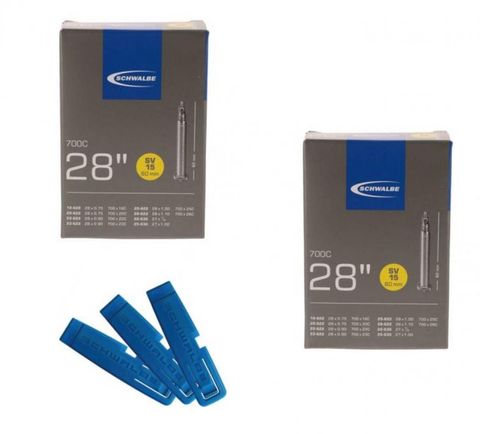 Schwalbe Schwalbe 2x Schlauch SV15 extra lang 28x0.75-1.10 + 1x Reifenheber