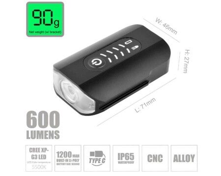 Briviga Briviga LW-F500 600 Lümen 2'si 1 Arada Ön & Arka Işık USB Bisiklet Lamba