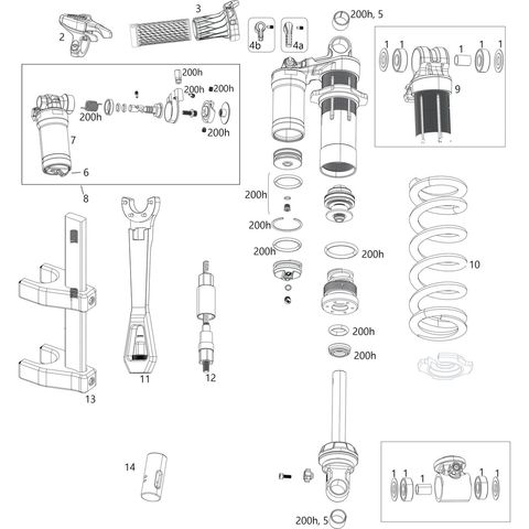 RockShox RockShox Ersatzteile Super Deluxe Coil (A1-A2 / 2018-2020) schwarz, rechts